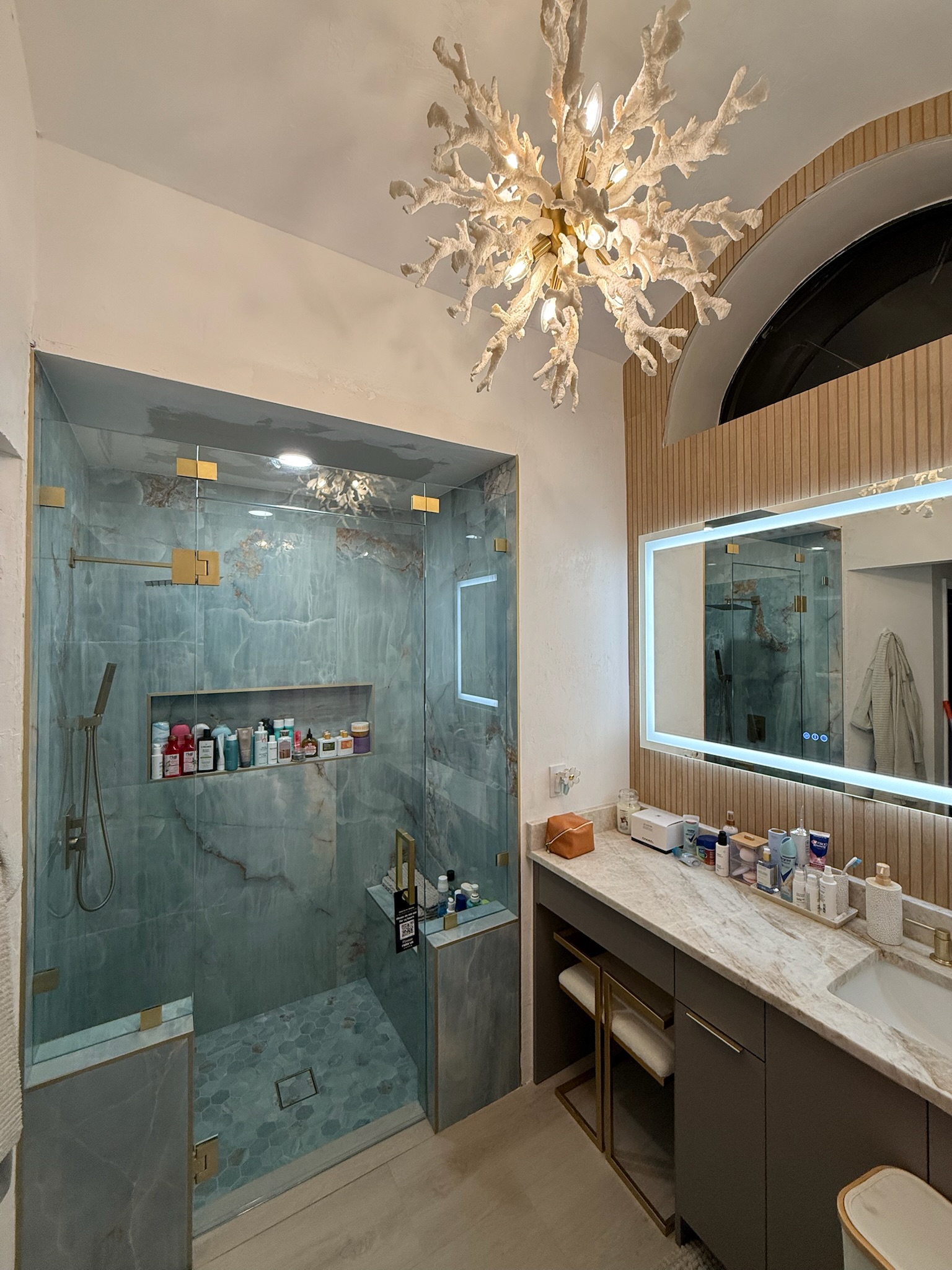 Custom frameless shower door installation