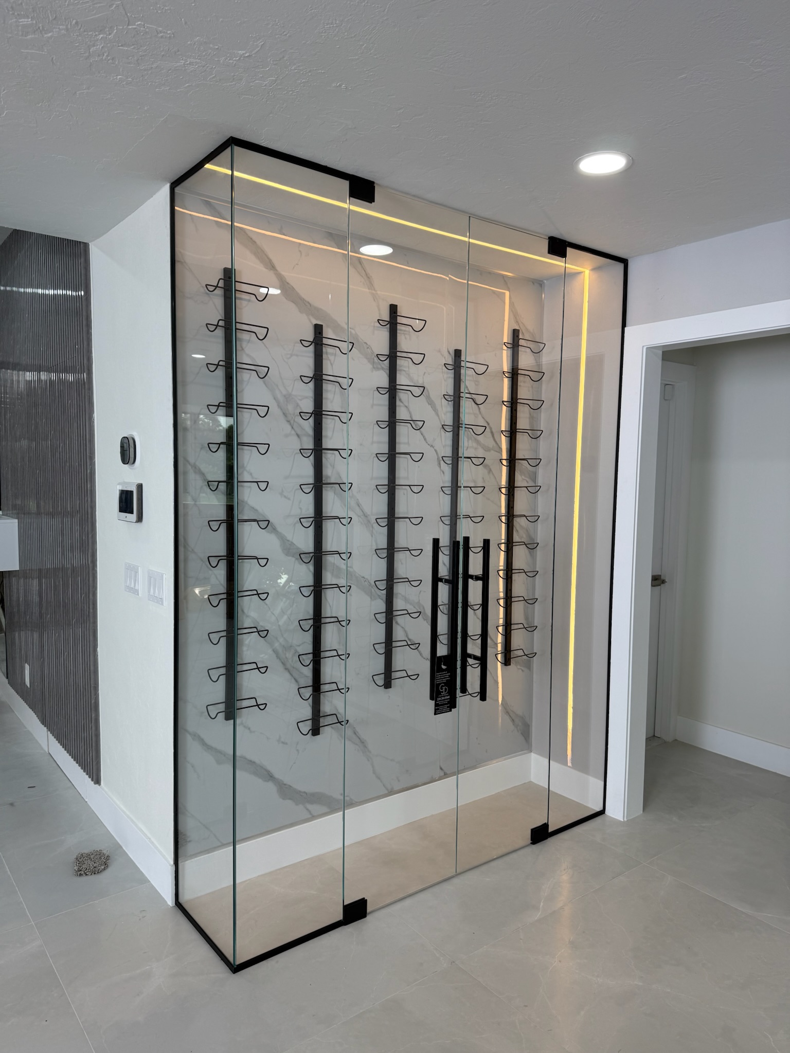 Space after glass wine room installation